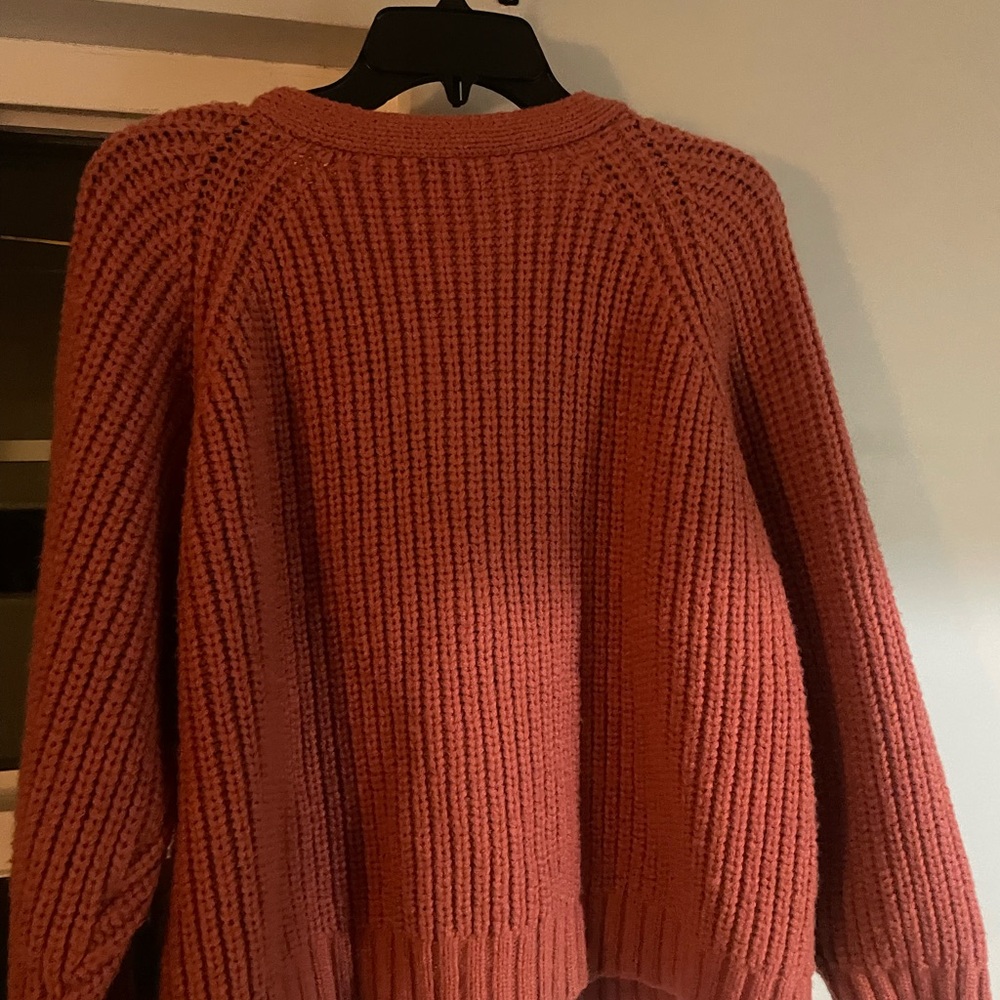 Chunky rust sweater cardigan